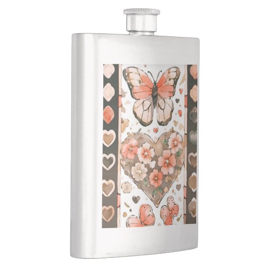 Flasque Papillons, Coeurs et Fleurs (Droite)