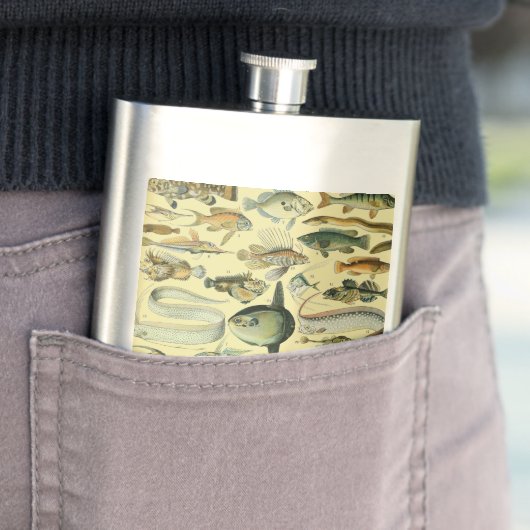 Flasque Pêche scientifique vintage (En situation)