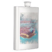 Flasque Peinture d'aquarelle de la tortue verte d'Hawaï (Droite)