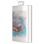 Flasque Peinture d'aquarelle de la tortue verte d'Hawaï (Gauche)