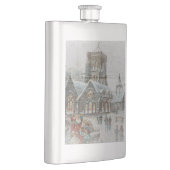 Flasque Père Noël ancienne avec enfants devant une église (Droite)