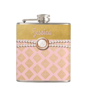 Flasque personnalisée demoiselle d'honneur or et r