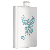 Flasque Phoenix bleu se lève sur Monogramme blanc (Droite)