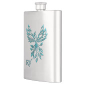 Flasque Phoenix bleu se lève sur Monogramme blanc (Gauche)