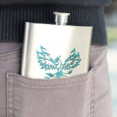 Flasque Phoenix bleu turquoise se lève sur Monogramme arge (En situation)