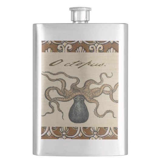 Flasque Pieuvre Kraken Antique Faune Marine Côtière (devant)