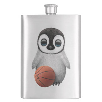 Flasque Pingouin mignon de bébé jouant avec le basket-ball