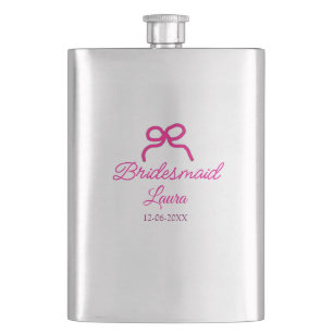 Flasque PINK BOW minimalajouter nom bridesmaid année cadea
