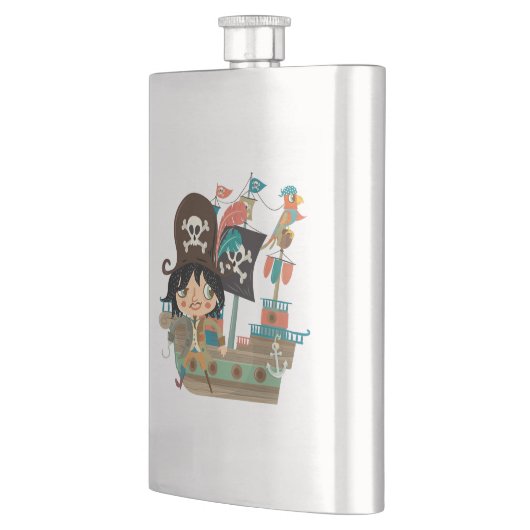 Flasque Pirate et bateau de pirate (Gauche)