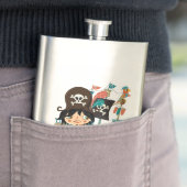 Flasque Pirate et bateau de pirate (En situation)