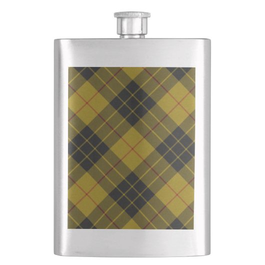 Flasque Plaque noire jaune tartan MacLeod (devant)