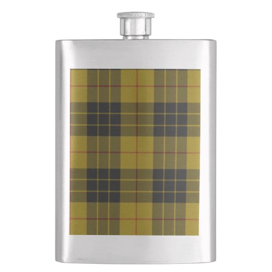 Flasque Plaque noire jaune tartan MacLeod (devant)