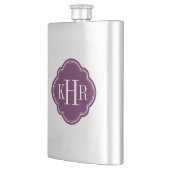 Flasque Plum Purple Quatrefol Personnalisé Monogramme (Gauche)