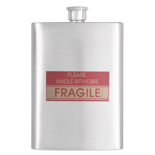 Flasque Poignée drôle avec soin, signe fragile