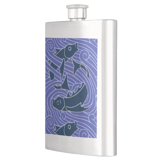 Flasque Poisson Gras Baignade Océan Bleu Pêche (Gauche)