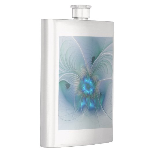 Flasque Position, Abstrait bleu turquoise fractal (Droite)