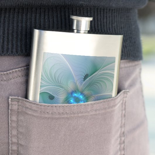 Flasque Position, Abstrait bleu turquoise fractal (En situation)