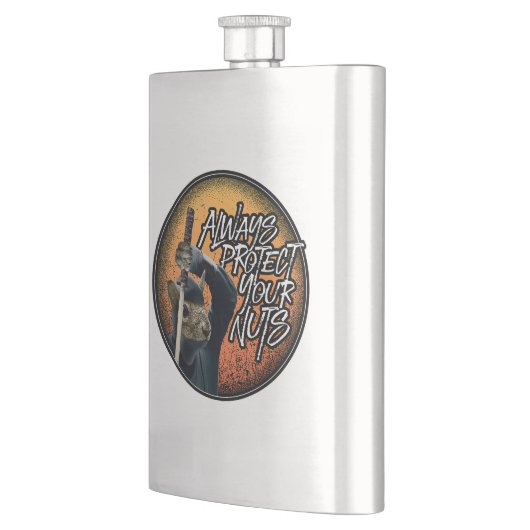 Flasque Protégez toujours vos noix - drôle d'écureuil ninj (Gauche)