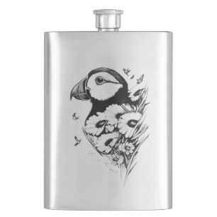 Flasque Puffin Wild Animal Nature Illustration Art Tatouag