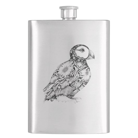 Flasque Puffin Wild Animal Nature Illustration Art Tatouag (devant)