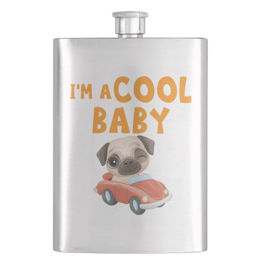 Flasque Pug Je suis un bébé cool (devant)