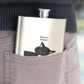 Flasque Quelle Sorcière ! Chat noir drôle avec yeux verts (En situation)