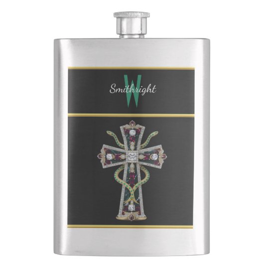 Flasque Rainbow Gemstone Cross Brooch (devant)