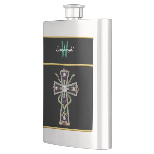 Flasque Rainbow Gemstone Cross Brooch (Gauche)