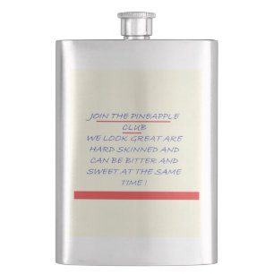 FLASQUE REJOINDRE LE CLUB FUN MESSAGE BLEU ET ROUGE