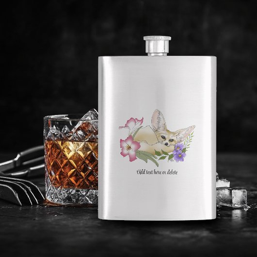Flasque Renard Fennec Fleurs Rose Violet Mignon Bleu Botan