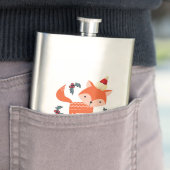 Flasque Renard Orange À Santa Hat Joli Noël Whimsical (En situation)