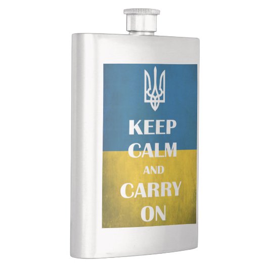 Flasque Restez calme et continuez votre trident emblème uk (Droite)