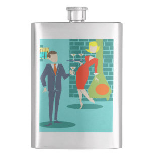 Flasque Retro Cartographie vacances Couple Flask