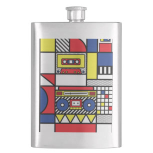 Flasque Rétro Moderne Bauhaus Boombox Géométrique Pop Art