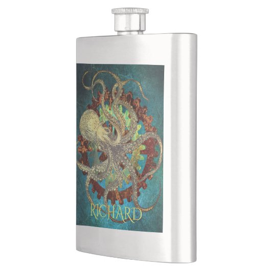 Flasque Robinet à vapeur Octopus & Clockwork Gears (Gauche)