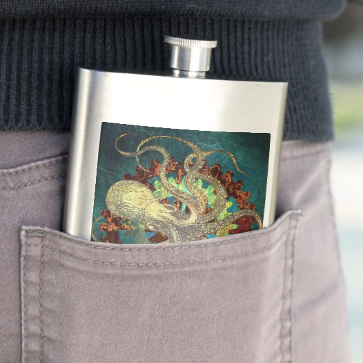 Flasque Robinet à vapeur Octopus & Clockwork Gears (En situation)