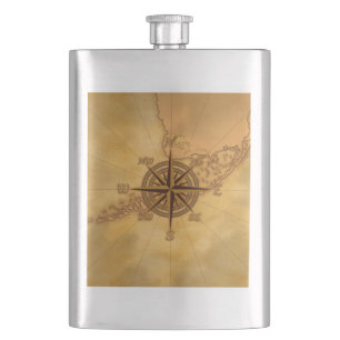Flasque Rose de boussole antique de style