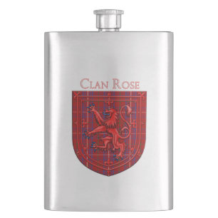 Flasque Rose Tartan Scottish Plaid Lion Rampant