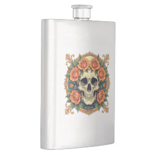Flasque Roses Orange Et Cranium