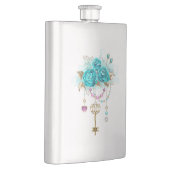 Flasque Roses Turquoise avec Clés (Droite)