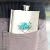 Flasque Roses Turquoise avec Clés (En situation)