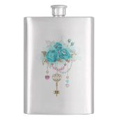 Flasque Roses turquoise avec touches (devant)