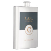 Flasque Salon de beauté moderne Blue Gold Monogram Logo (Droite)