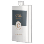 Flasque Salon de beauté moderne Blue Gold Monogram Logo (Gauche)