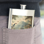 Flasque Scène botanique vintage de toucans et fleurs (En situation)