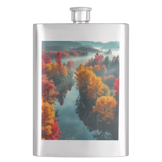 Flasque Serene River Shore Reflection Nature Art  (devant)