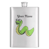 Flasque Serpent jaune vert de sourire mignon de bande (devant)