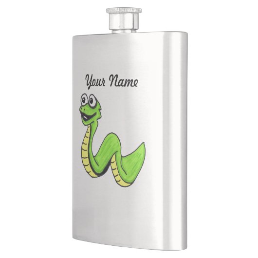 Flasque Serpent jaune vert de sourire mignon de bande (Gauche)