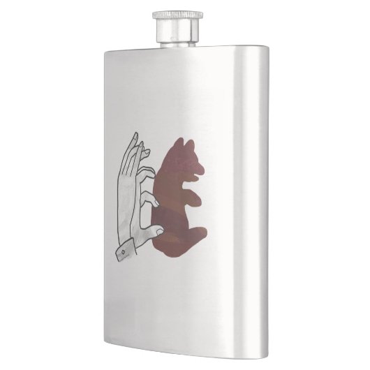 Flasque Silhouette à la main Cube d'ours Brown (Gauche)