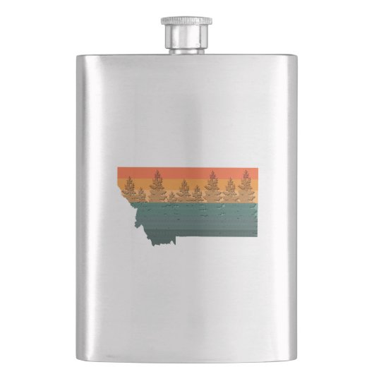 Flasque Silhouette de l'arbre d'état du Montana (devant)